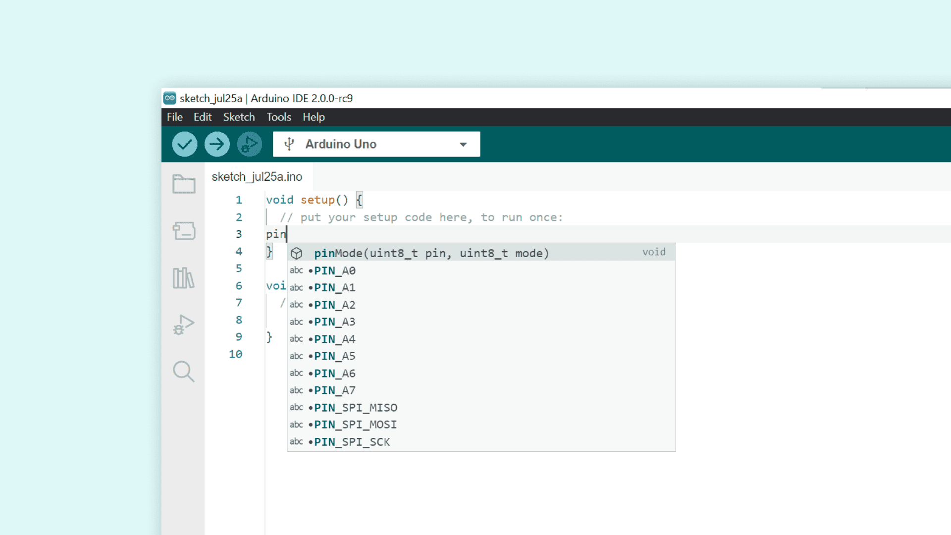 The Autocomplete Feature | Arduino IDE 2.0