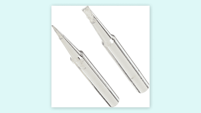 Conical (left) and chisel (right) soldering tips.