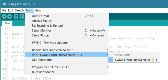 Ch101 Arduino 101 Com port