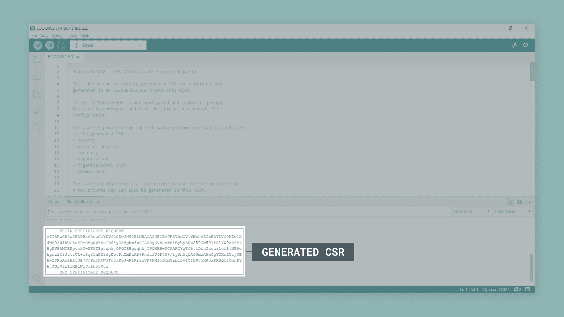 Generating a CSR with the Arduino ecosystem tools