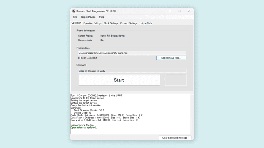 Renesas Flash Programmer tool