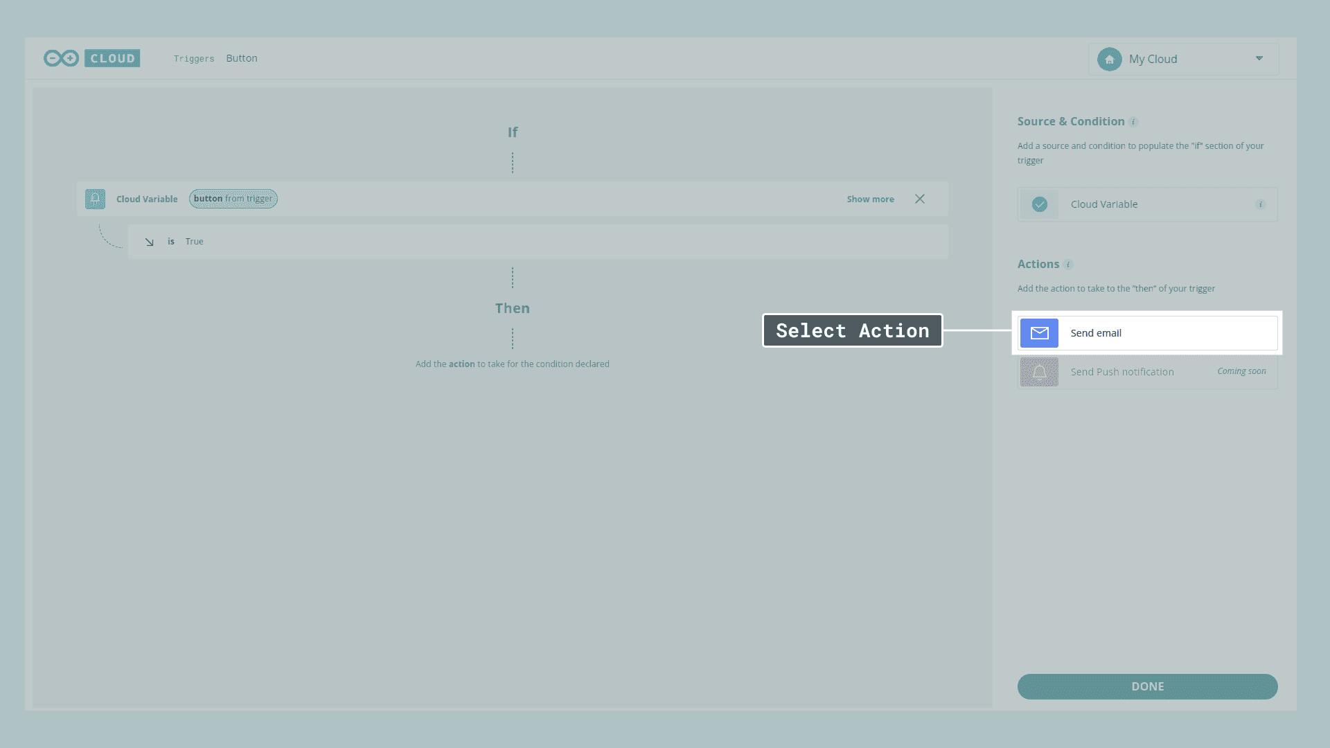 Trigger Arduino Select Action