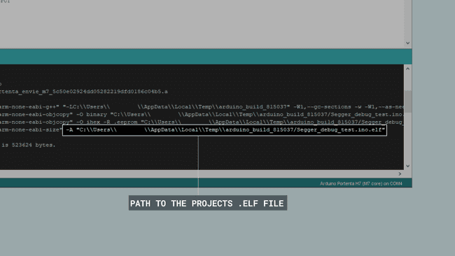 The .elf file path in Arduino IDE