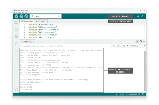 Uploading a sketch to the Opta™ the Arduino IDE