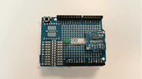 Components soldered onto the Proto Shield