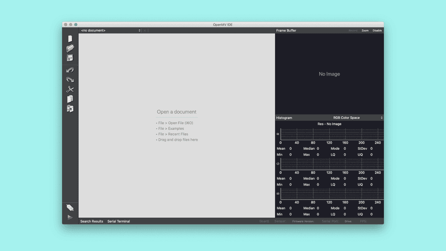 起動後のOpenMV IDE