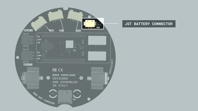 JST battery connector on the MKR IoT Carrier.