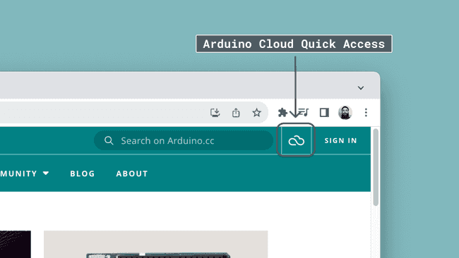 Clicking on the Arduino Cloud button.