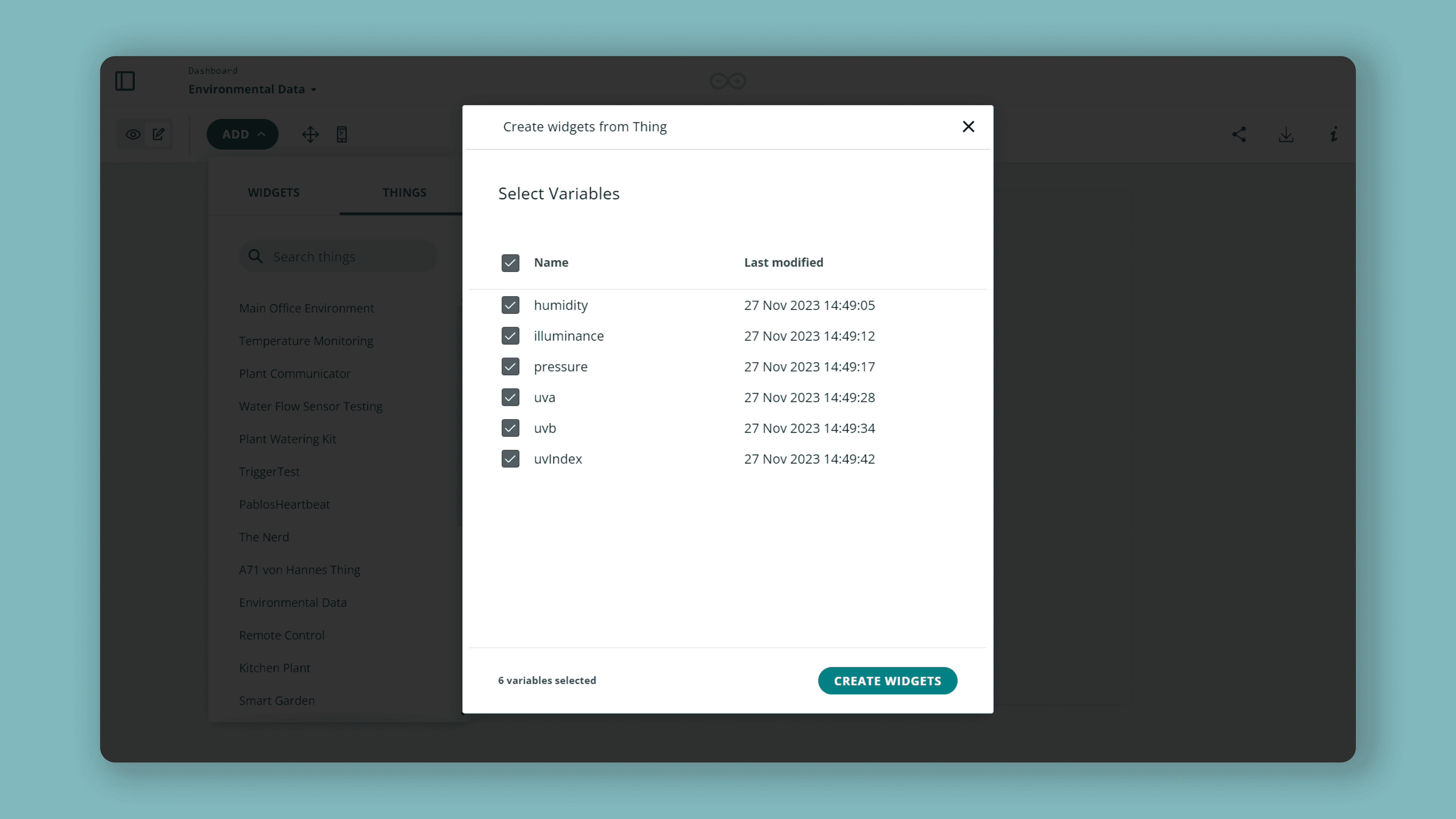 Generate widgets from the variables in your Thing.