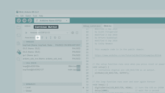 Continue Icon Debug Continue Button