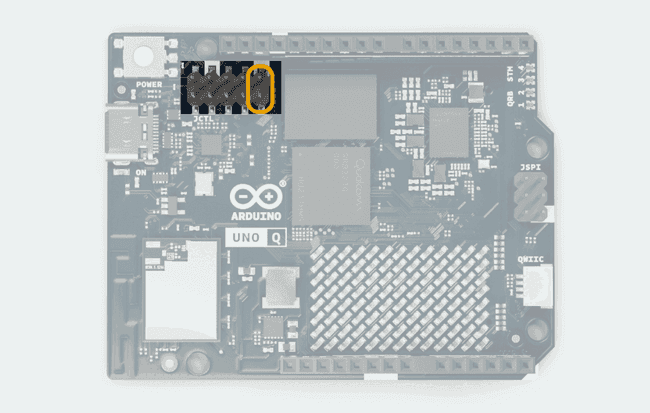 The EDL pins on the UNO Q.