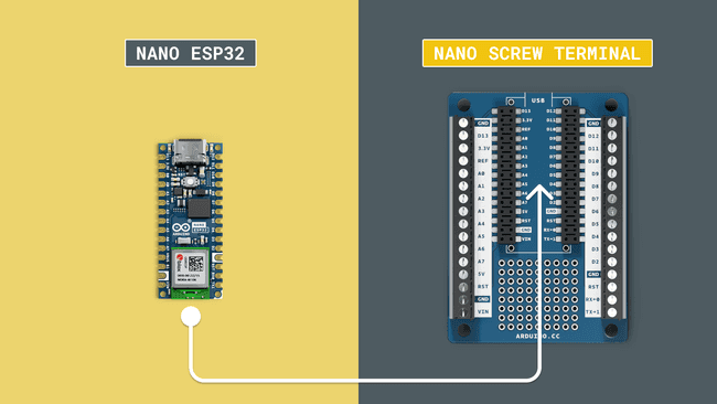 Mount the Nano ESP32 on the Nano Screw terminal.