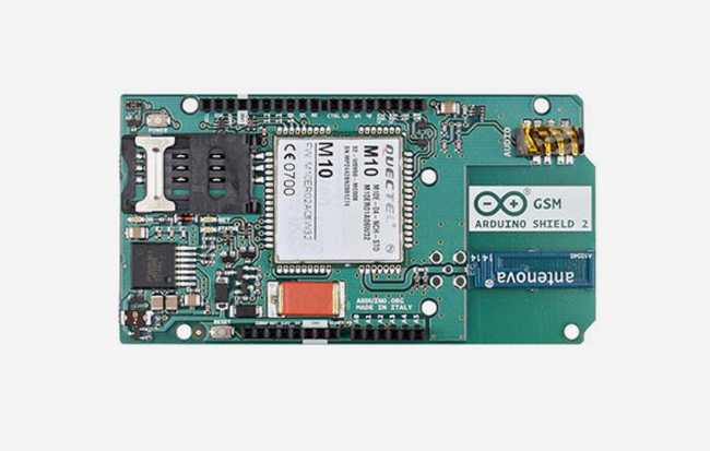 The Arduino GSM Shield 2 with integrated antenna