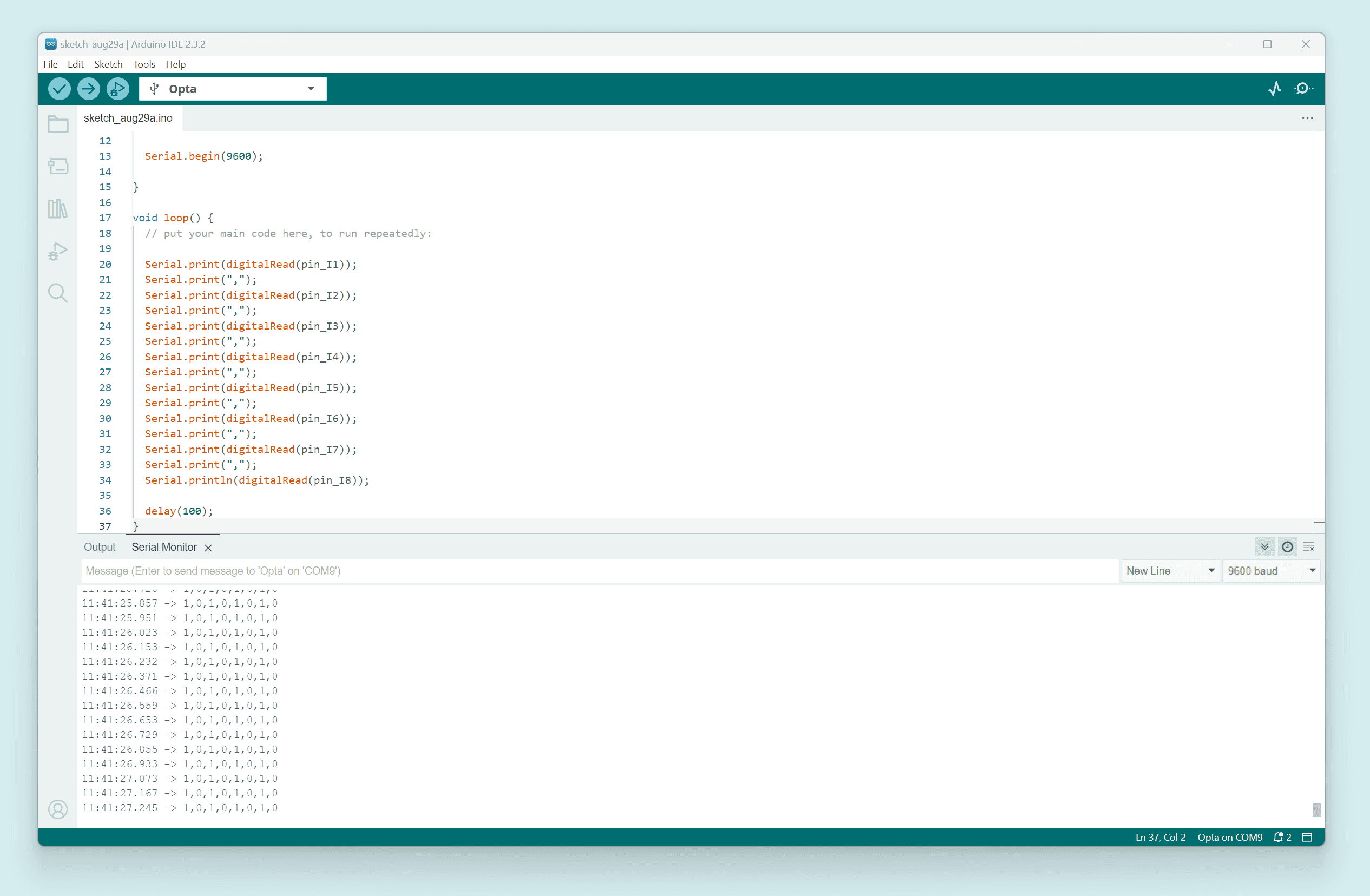 Serial Monitor output