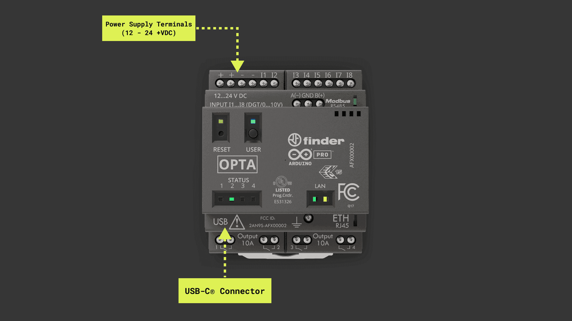 Different ways to power Opta™ devices