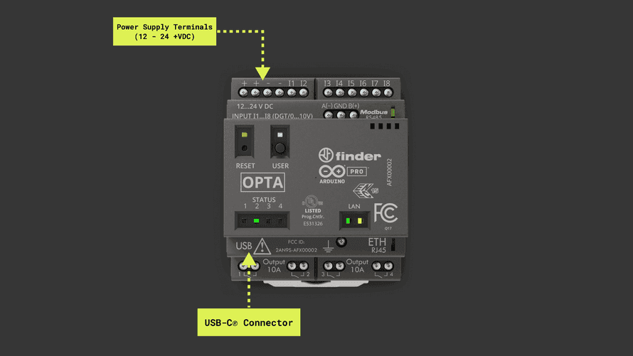 Different ways to power Opta™ devices