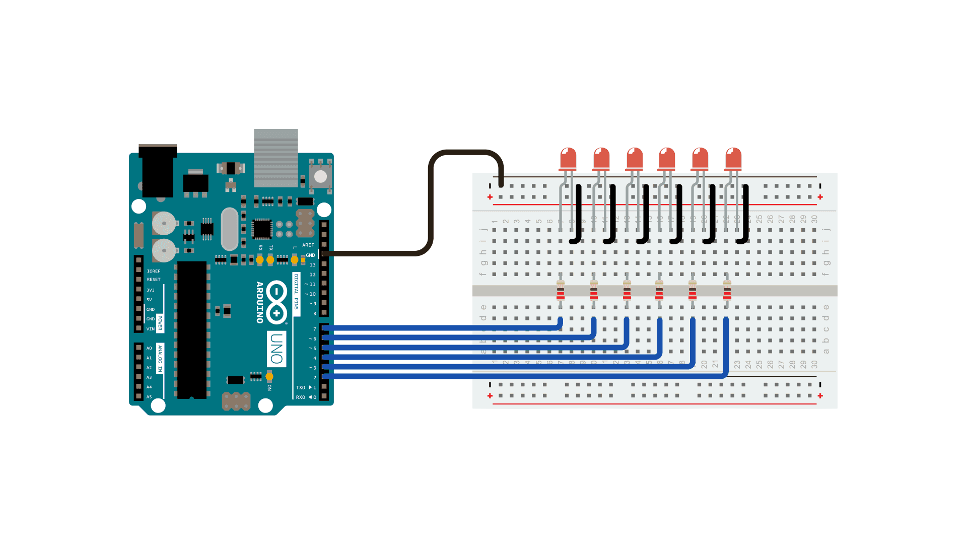 fjer Et centralt værktøj, der spiller en vigtig rolle strække For Loop Iteration (aka The Knight Rider) | Arduino Documentation | Arduino  Documentation