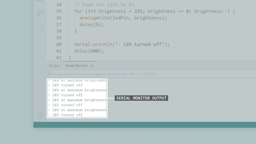 PWMスケッチ例のArduino IDEシリアルモニタへの出力