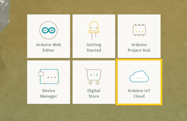 Figure 5: Arduino Create dashboard with the IoT icon highlighted