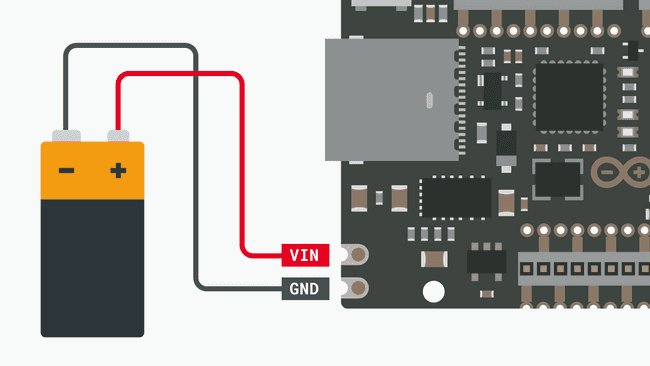 Connecting a battery to the UNO Mini LE