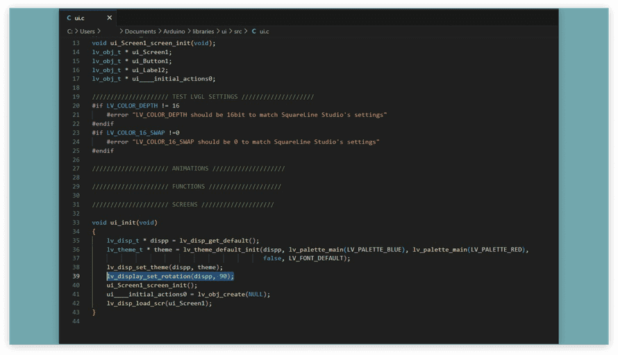Rotation code added to ui.c file