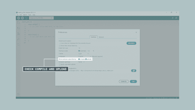 Arduino IDE preference window