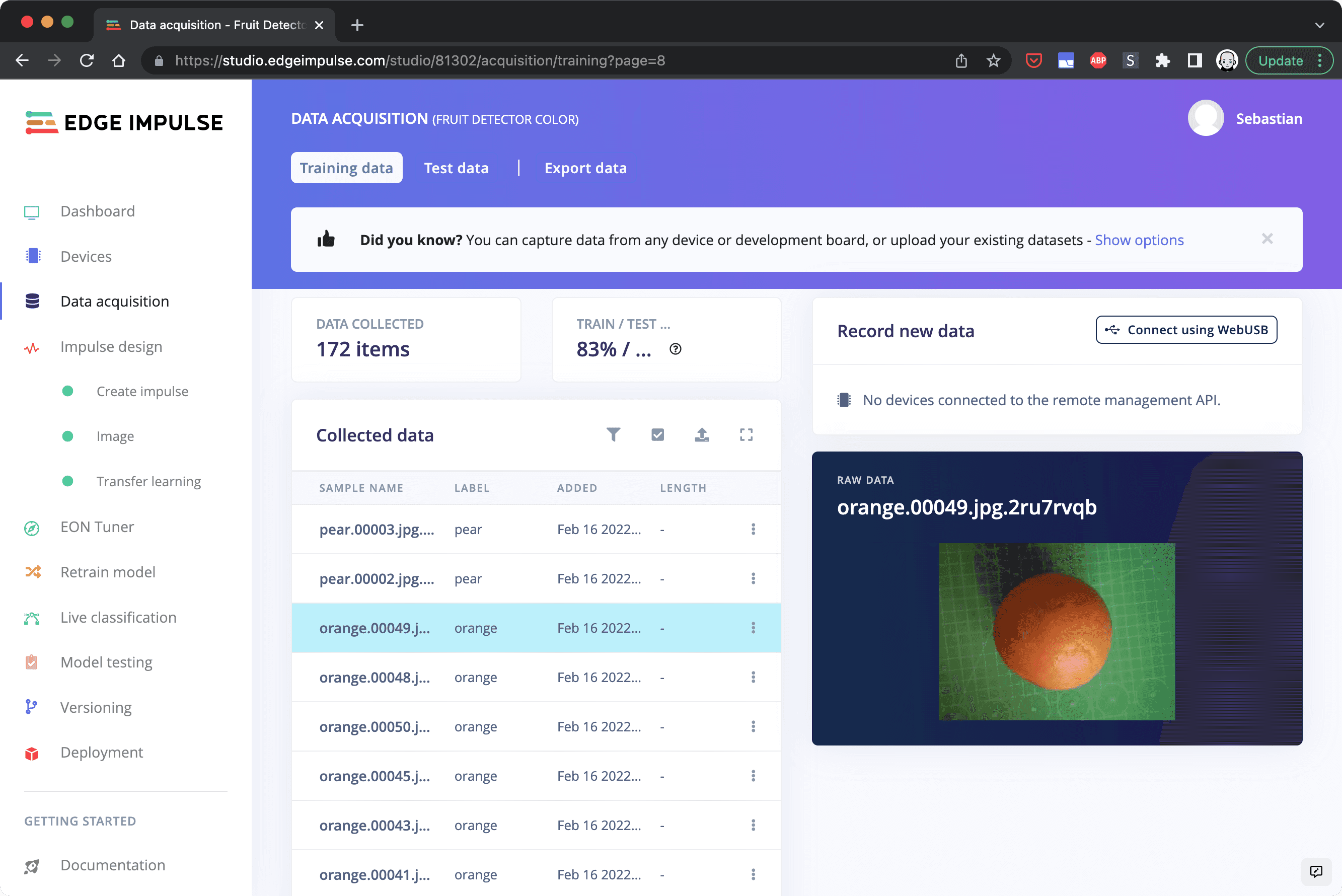 Model testing - Edge Impulse Documentation