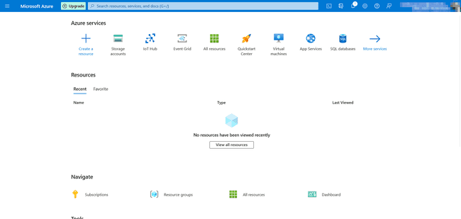 Home page of Azure IoT Portal