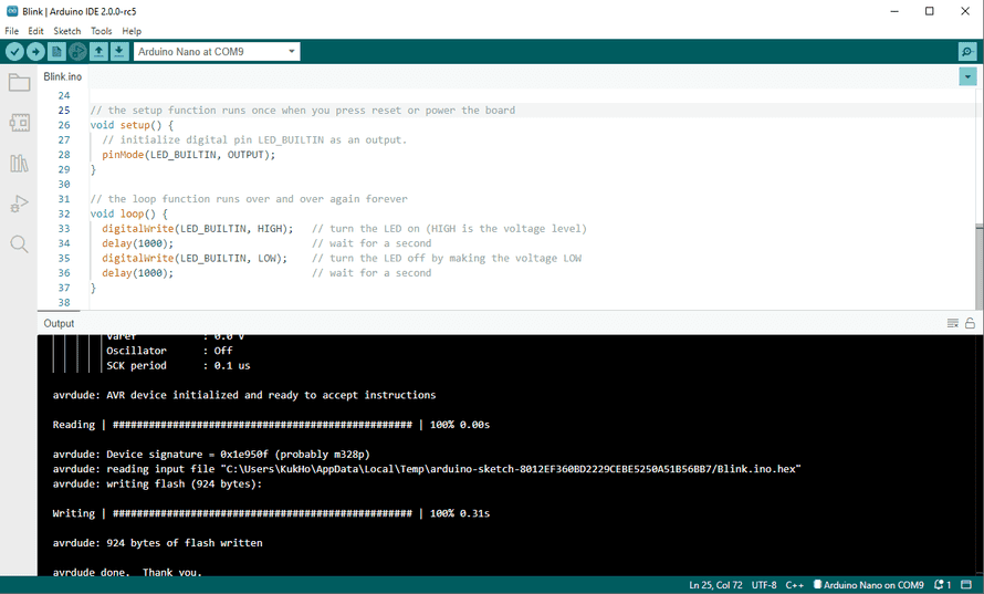 AVRベースのArduino®ボードのフラッシュメモリ測定