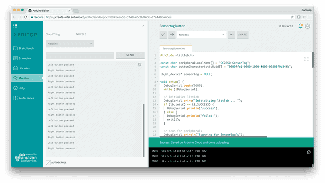 Data in the Serial Monitor.