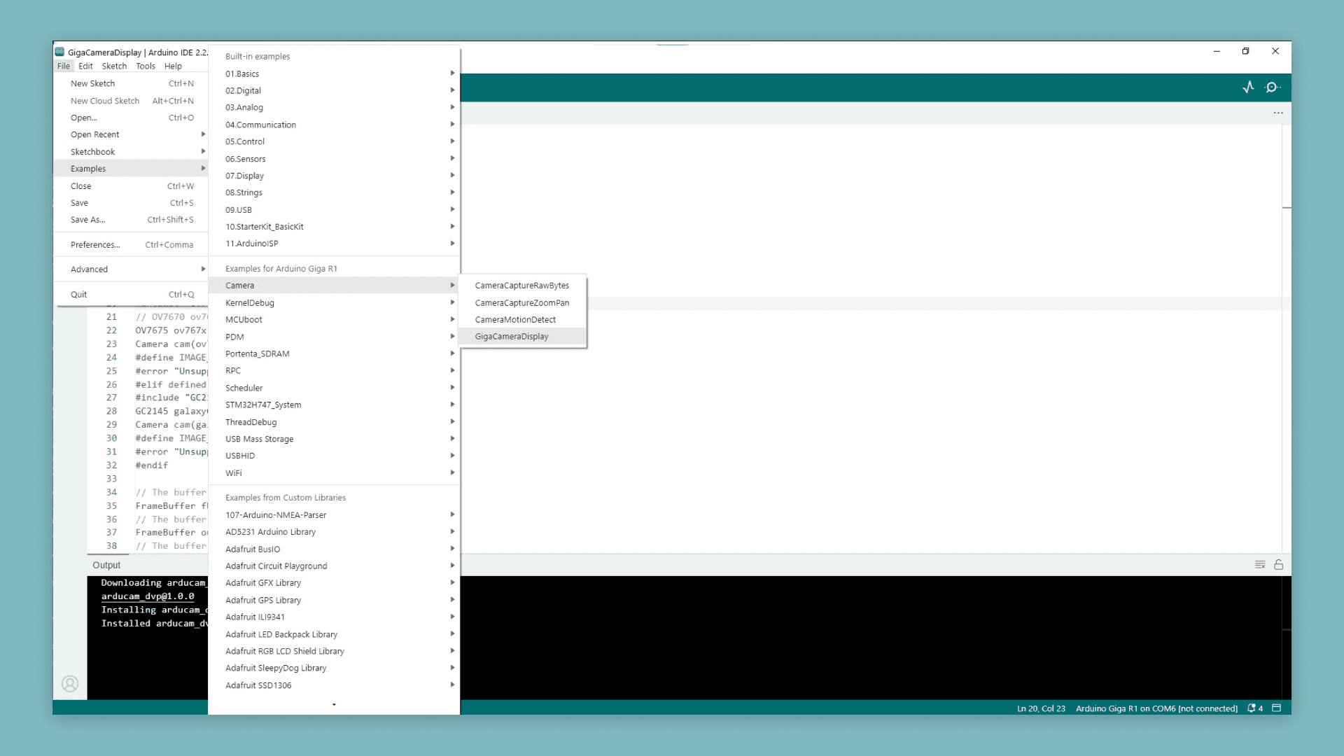 GIGA Display Shield Camera Connector Guide | Arduino Documentation