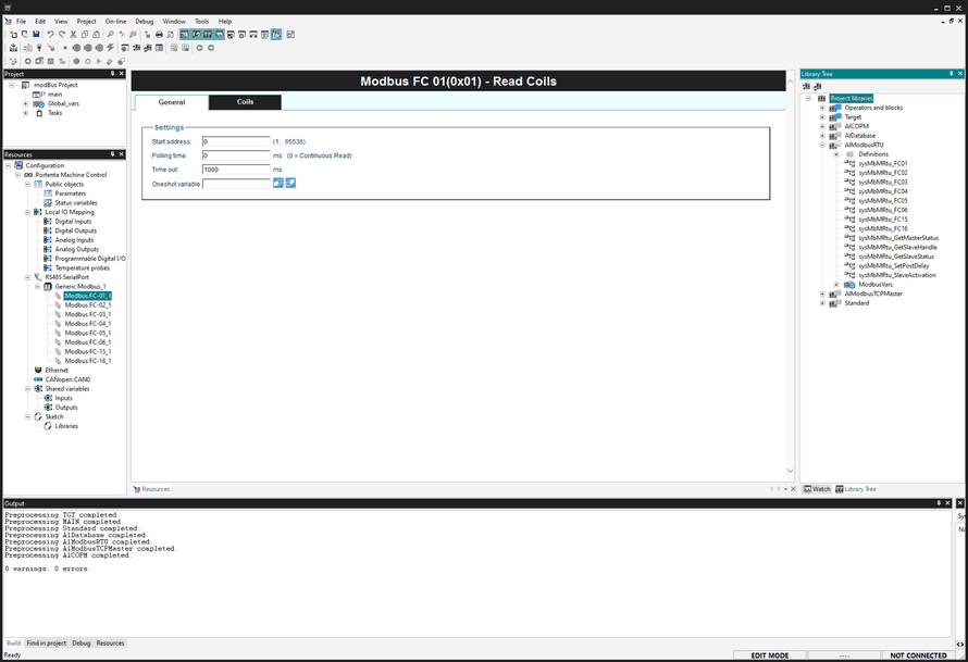 Modbus item general configuration
