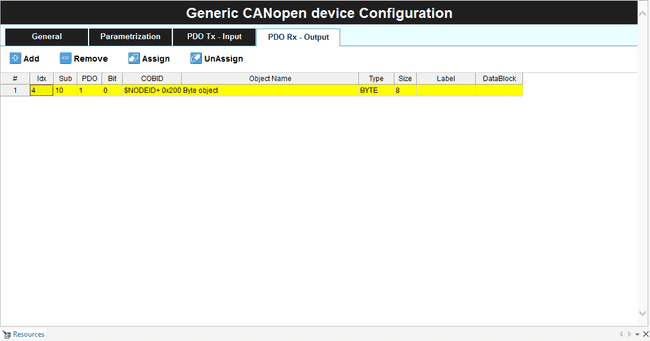 CANopen PDO Rx configuration