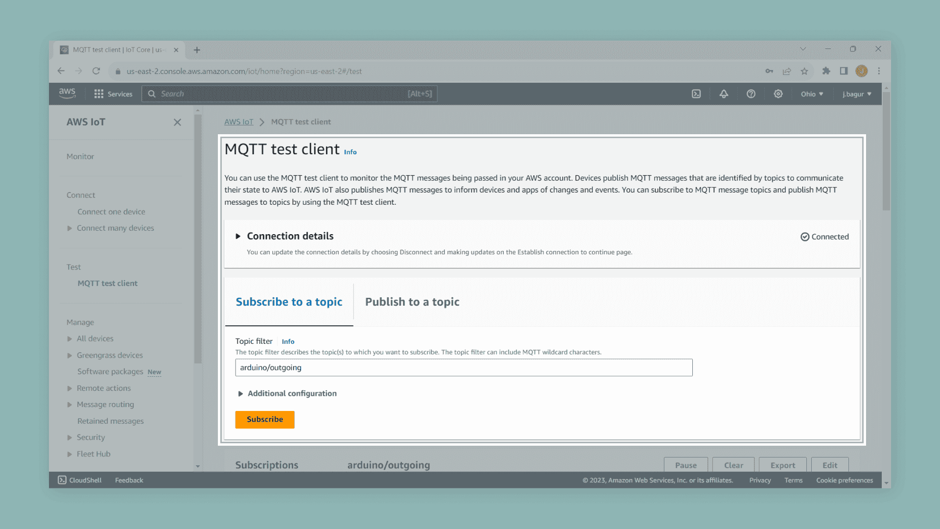 Mqt Testing MQTT test client in AWS