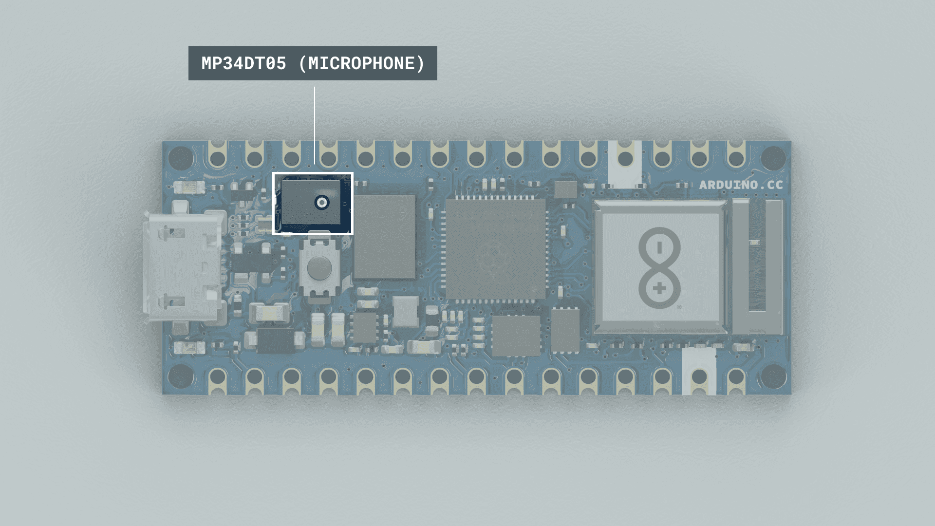 The MP34DT06JTR microphone sensor.