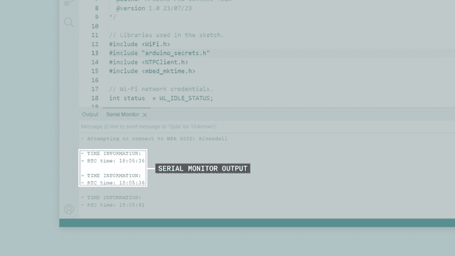 Example sketch output in the Arduino IDE's Serial Monitor