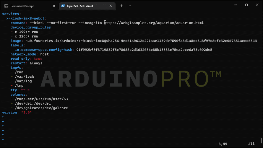 VIM editing docker-compose.yml