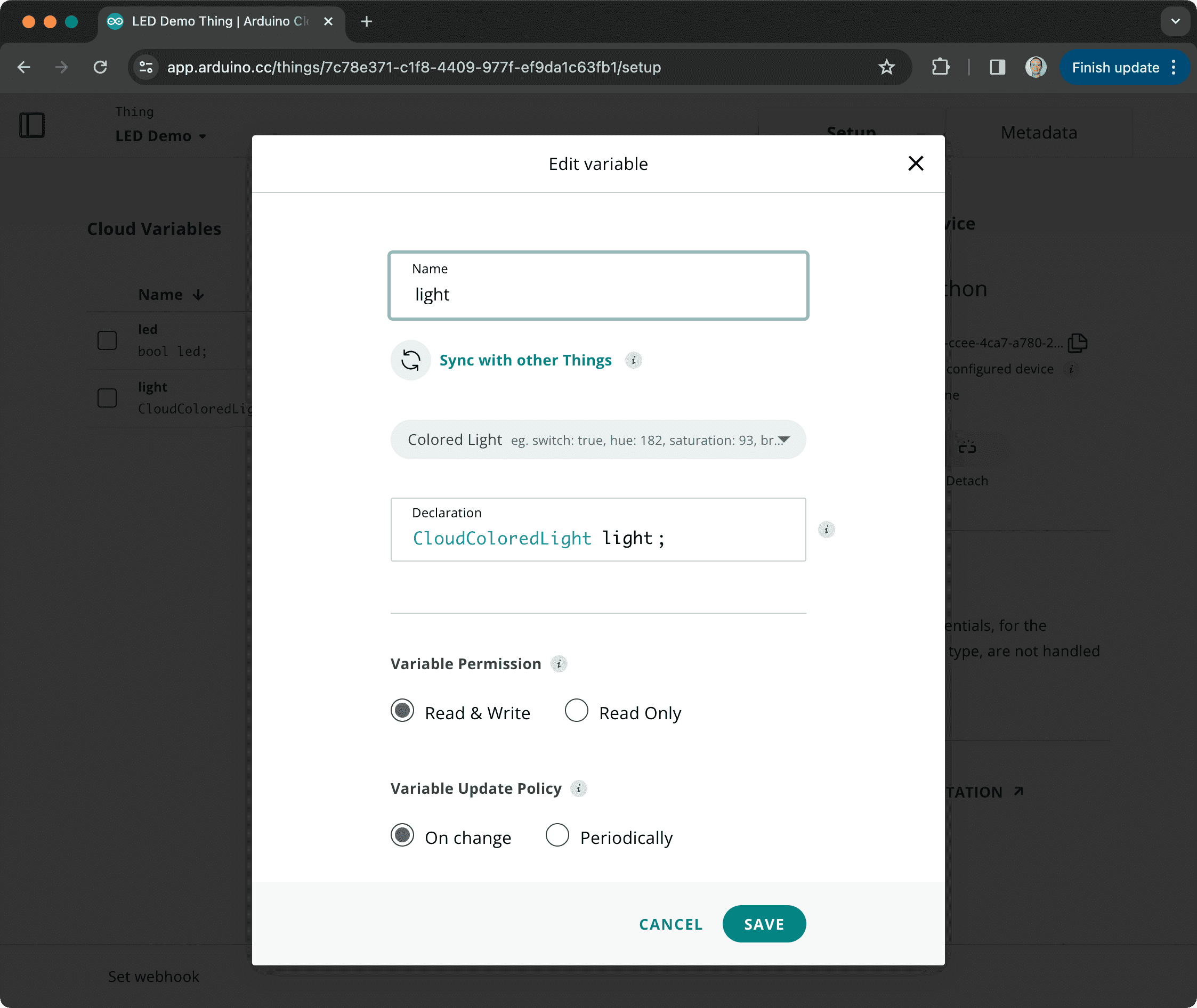 Variabel Png Variable creation in Arduino Cloud