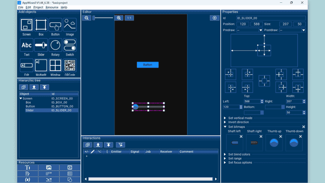 Project with slider and gauge