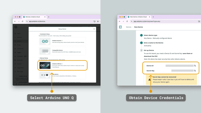 Arduino Cloud credentials
