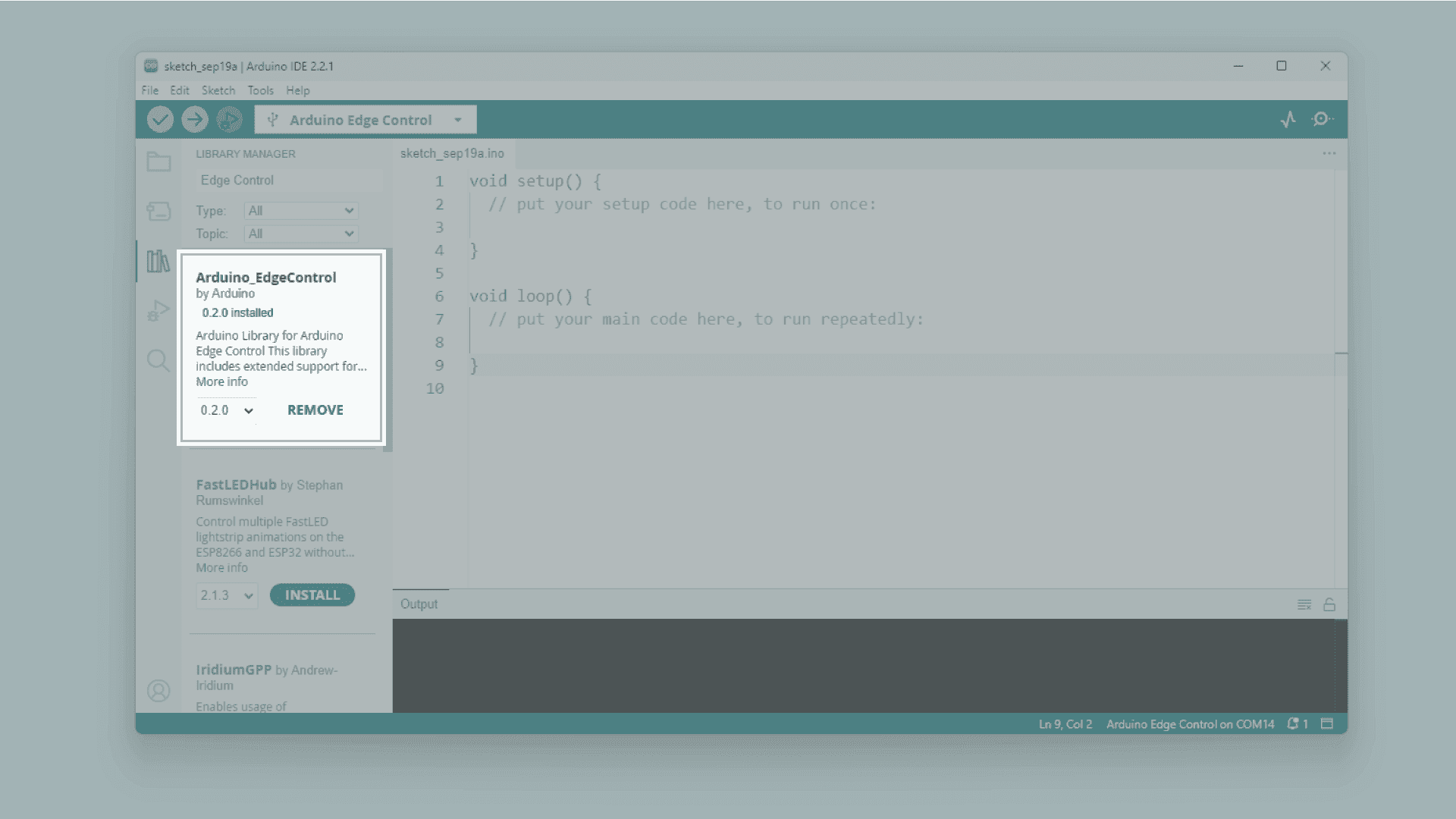 Control Libraries Installing the Arduino Edge Control library