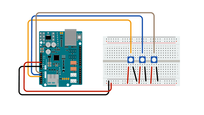 Datalogger circuit with three potentiometers.