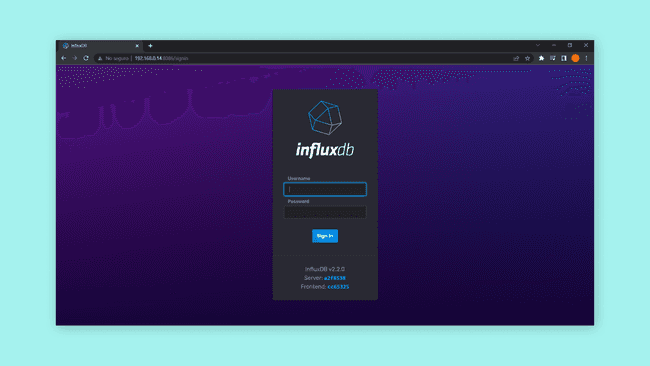 Sign in page of the InfluxDB desktop.