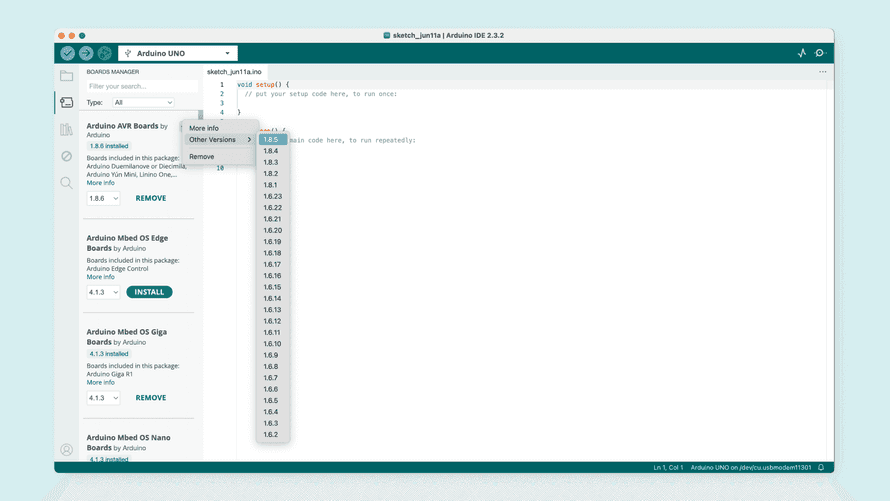 Arduino AVRボードパッケージ