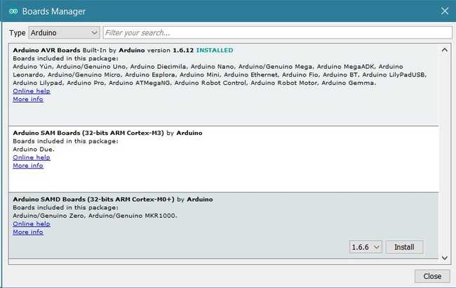 Arduino M0 Programming MKR Zero BrdMgrAdd