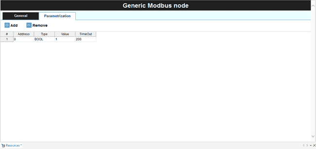 Generic Modbus Parametrization Tab