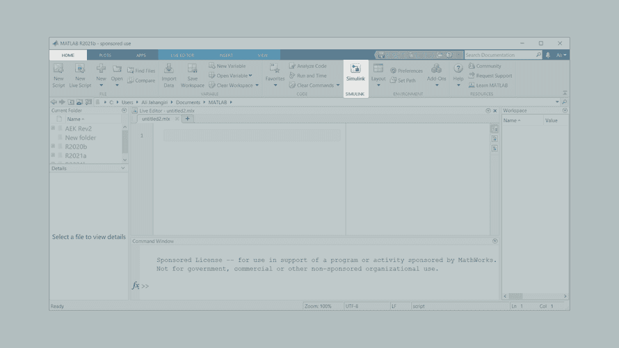 Location of Simulink Icon In MATLAB
