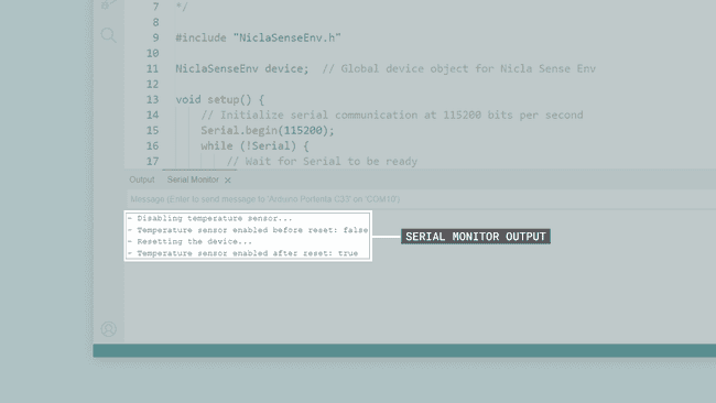 Example sketch output in the Arduino IDE's Serial Monitor