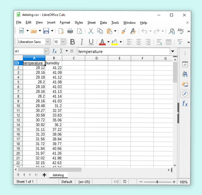 Figure 20: LibreOffice, spreadsheet with data