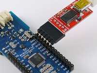 Arduino Fio Project Using a L-shaped plug and soldered low-profile sockets to program a Fio